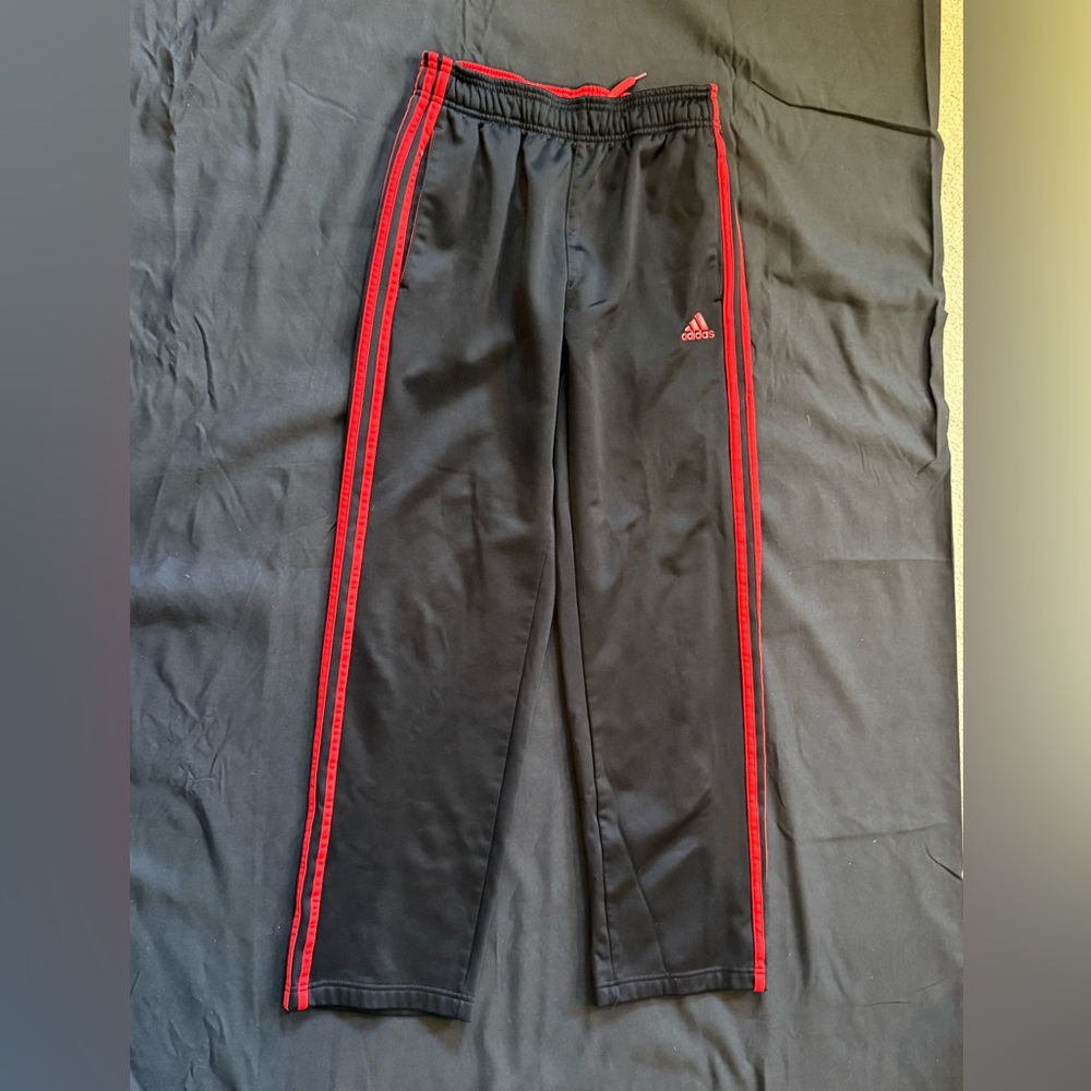 Adidas Black Joggers with Red Accents